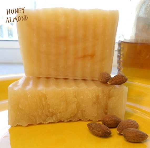 HONEY ALMOND soap - marzipan - oatmeal milk and honey savon - hot process