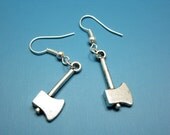 Axe Earrings - zombie weapon murder tool geeky funny jewelry horror scary crazy freaky punk jewelry goth emo silver plated szeya designs