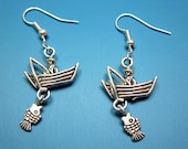 Gone Fishing Earrings - fisherman quirky earrings funky jewelry funny jewellery nerdy humor jewelry cute fun earrings punkrock silver plated