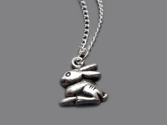 Bunny Necklace - little rabbit woodland animal jewelry house pet cute jewellery fun chic kawaii kitschy silver plated chain szeya designs