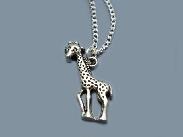Giraffe Necklace - animal jewelry cute jewellery zoo safari mini pendant fun rockabilly kitsch chic deer silver plated szeya designs