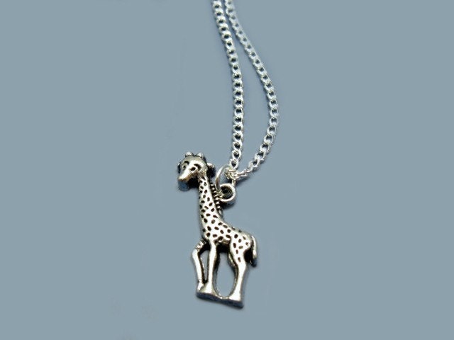 Giraffe Necklace - animal jewelry cute jewellery zoo safari mini pendant fun rockabilly kitsch chic deer silver plated szeya designs