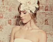 Oversize ivory silk lily hat with french netting accent- style 113 - mignonnehandmade Oversize ivory silk lily hat with french netting accent- style 113 - mignonnehandmade
