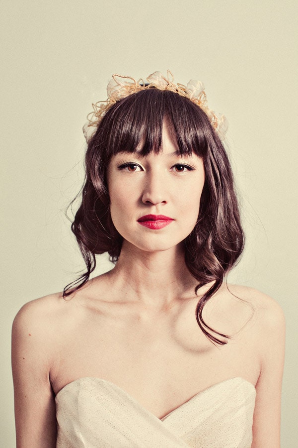 Golden beaded leaves crown- style 117