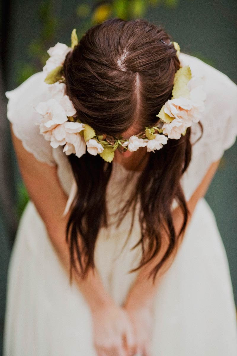 Blush silk blossoms hair wreath, style 514