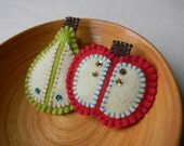 Apple and Pear Fruit Felt Magnets on Spring Clothespins