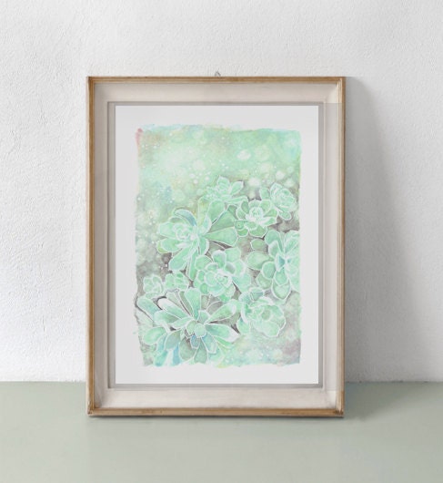 Succulent Plant Painting Print from my original Handpainted Illustration - 5"x7"