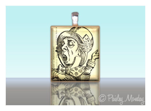 Scrabble Tile Pendant - Alice in Wonderland No. 12 - Charm