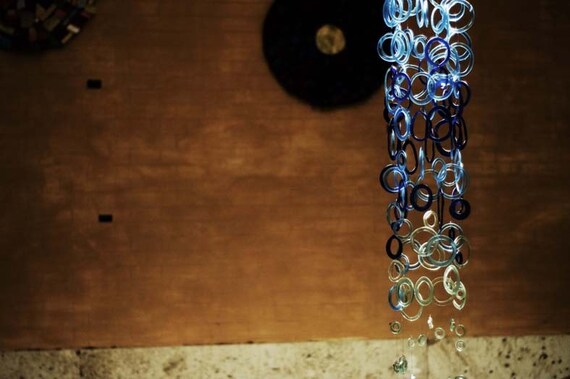 Light installation - Lighting - Recycled Glass Waterfall - Ecological - Unique