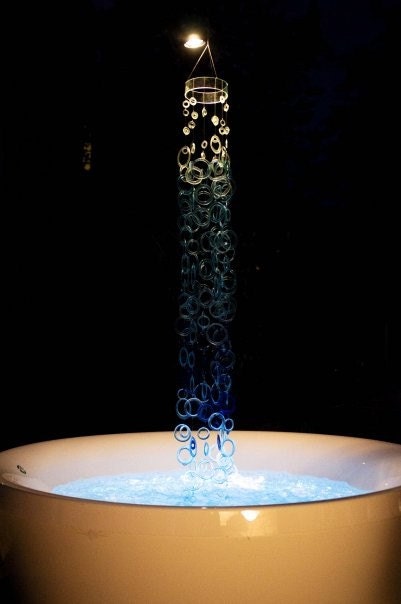 Light installation - Lighting - Recycled Glass Waterfall - Ecological - Unique