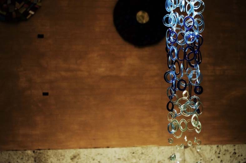 Light installation - Lighting - Recycled Glass Waterfall - Ecological - Unique