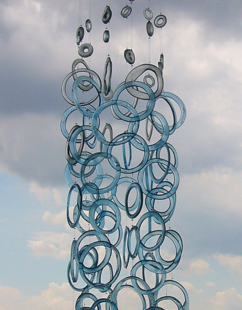Light installation - Lighting - Recycled Glass Waterfall - Ecological - Unique