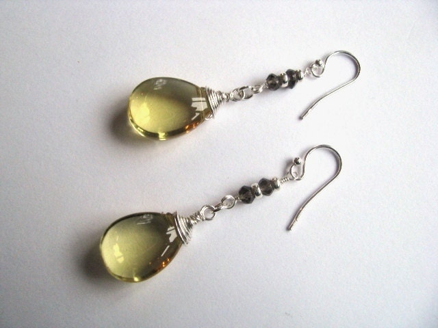 Lemon Quartz and Smokey Topaz Earrings