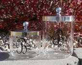 Set of 2 Personalized Acrylic Canisters With Chrome Lids