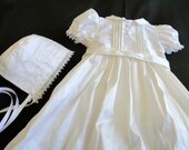 Gianna Silk Taffeta Heirloom Christening, Baptism, Blessing, Dedication Outfit with Bonnet and Slip