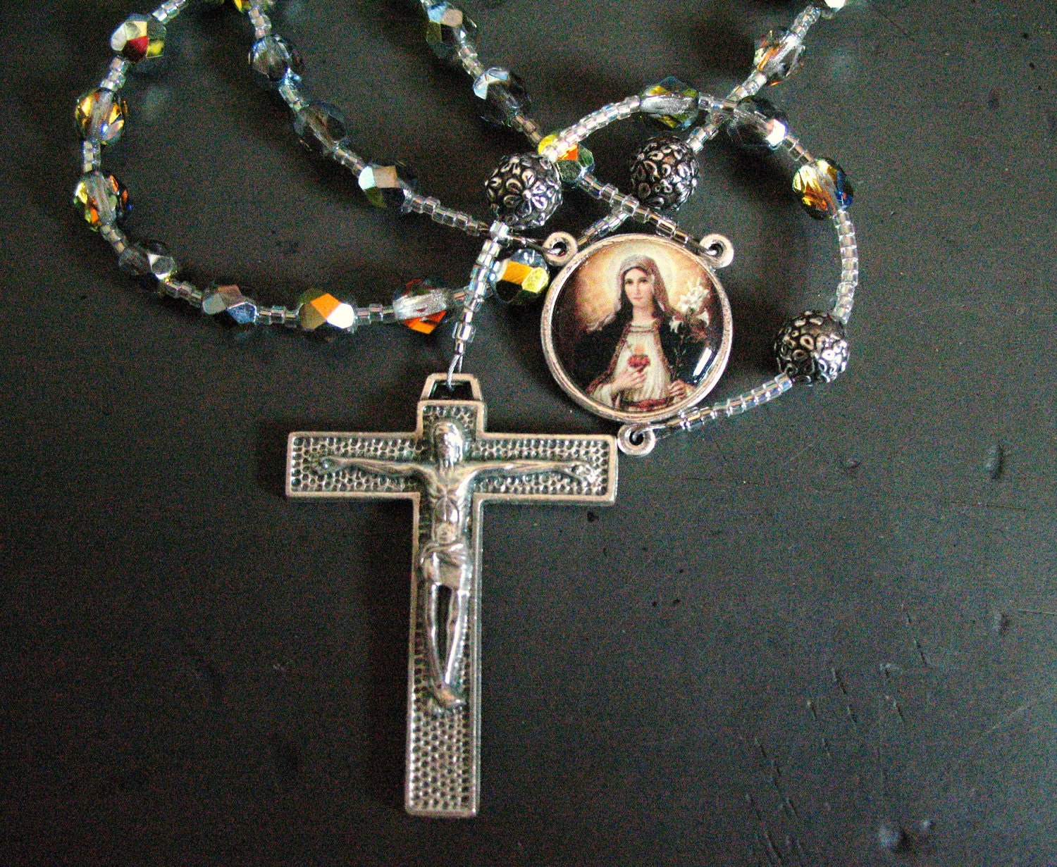 ave maria in marea vitrail rosary prayer beads
