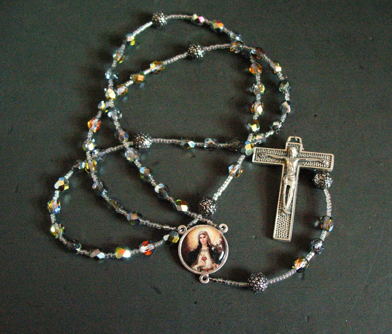 ave maria in marea vitrail rosary prayer beads