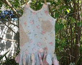 Shabby Chic Sweet Little Pixie DressWith matching Hairband and Socks in shades of Moss Green with Roses