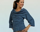 Mantle Top, Organic Cotton and Hemp Knit Cowl Neck Kimono Sleeve