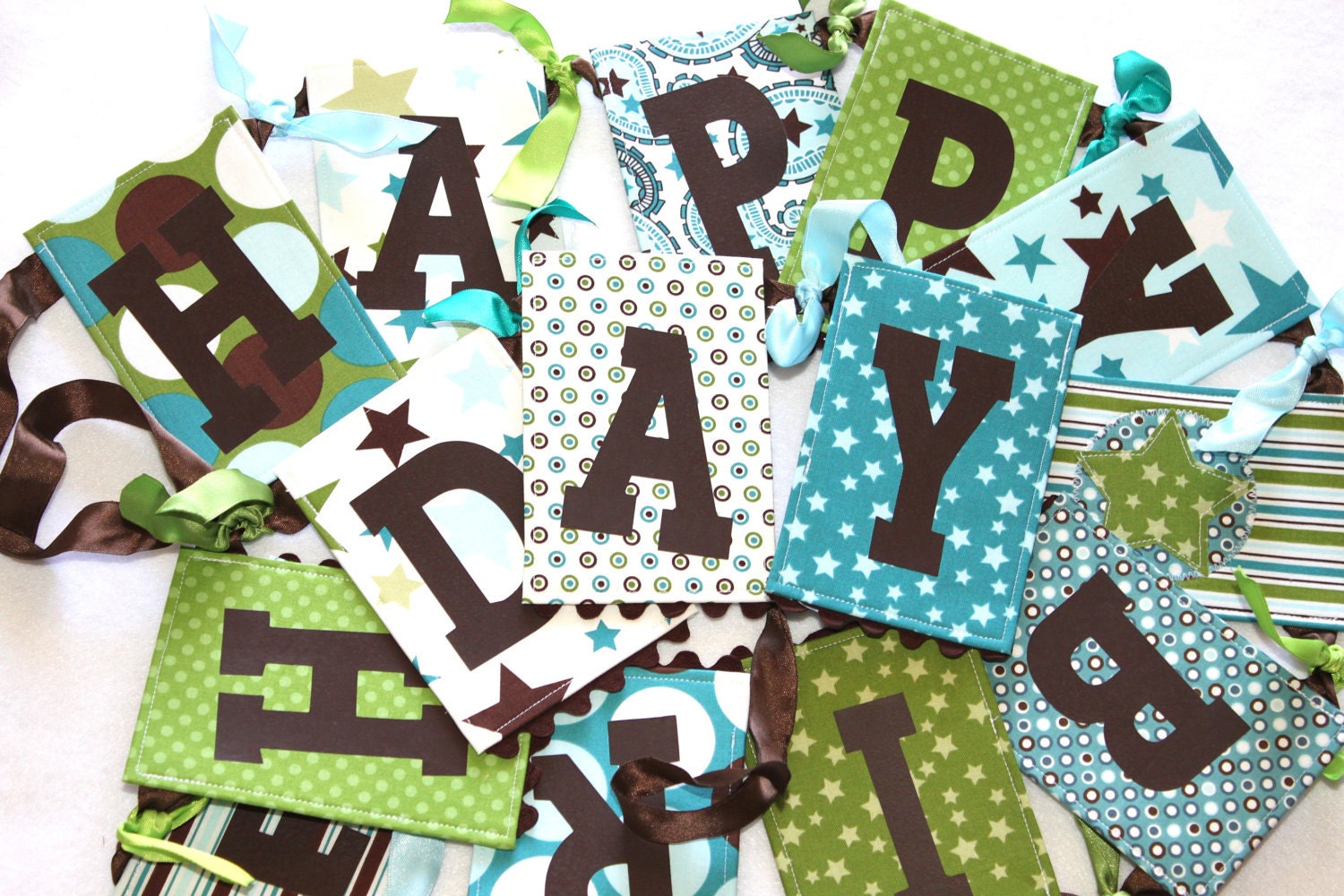 Fabric Birthday Banner - All Star Boy in Blue and Green Il_570xn