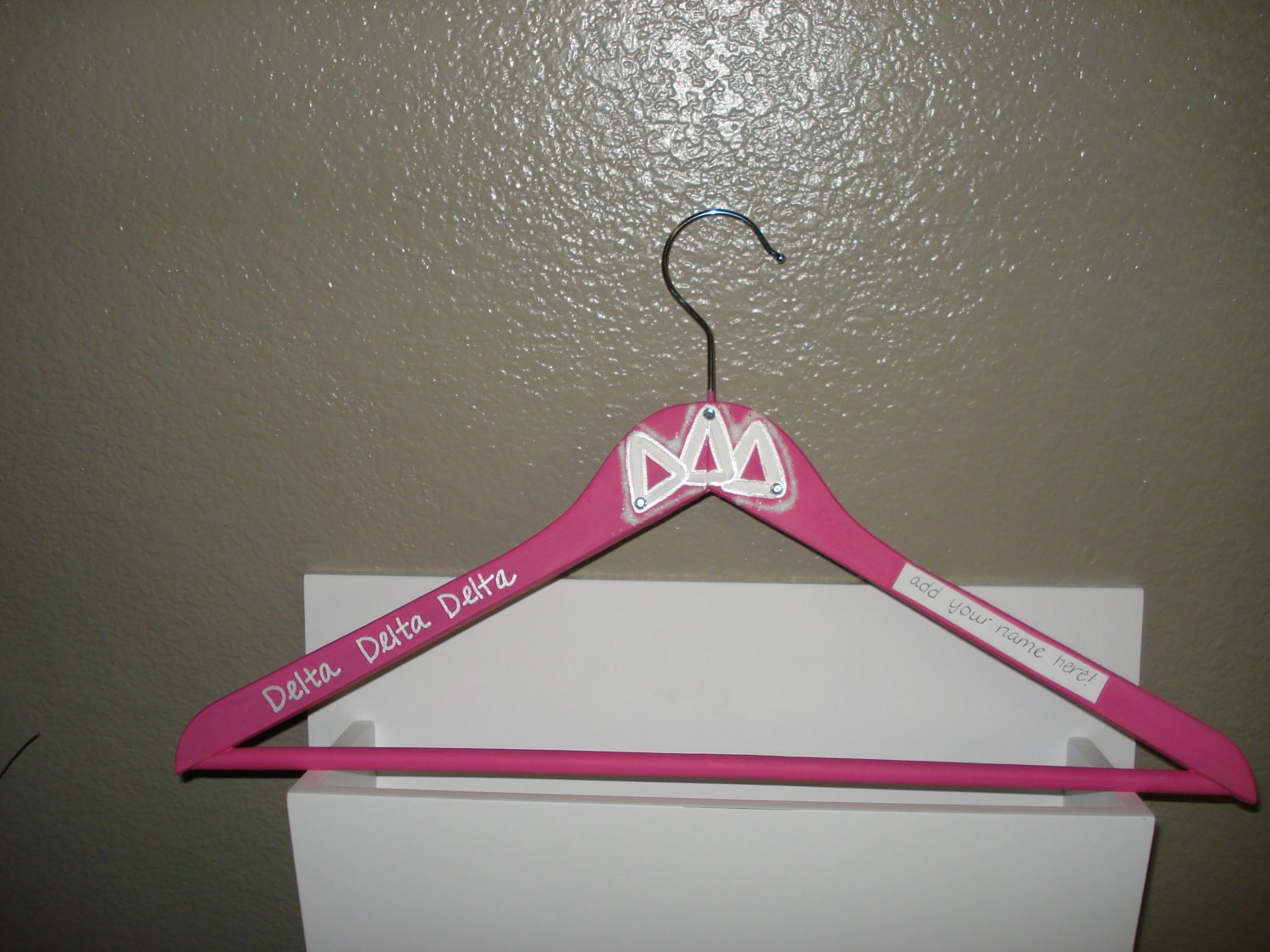 Tri Delta Sorority Painted wood hangers in blue, silver, and white with BONUS Delta Delta Delta PINKtober hanger