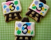 Art Cookies Painting Party Birthday Cookies Easel Personalized Favors Paintbrush