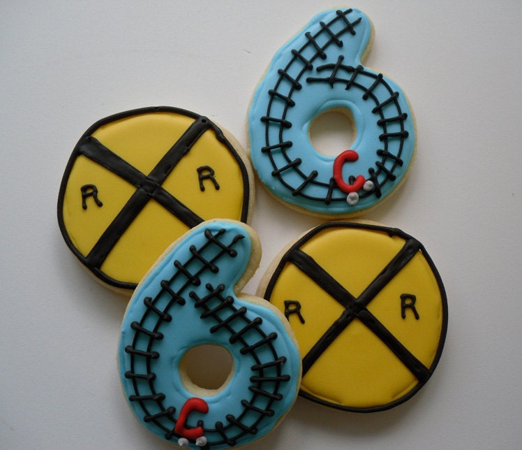 Railroad Sign and Train Track Numbers Train Birthday Party Cookies Il_570xn