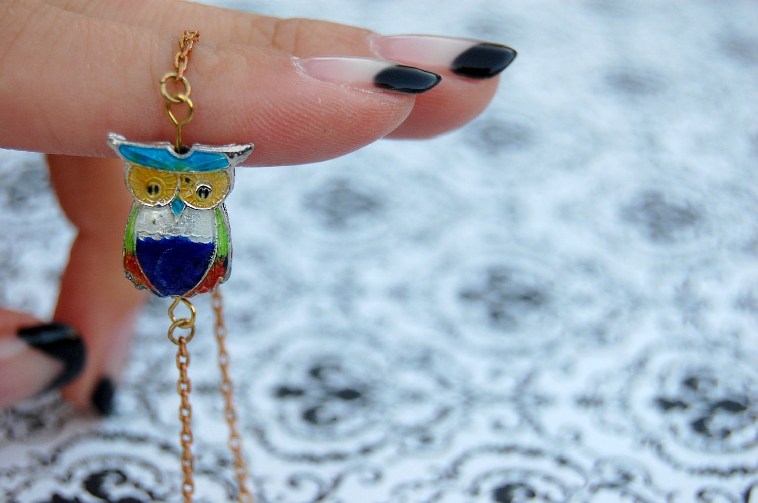Mr. Owl - Blue Multi Necklace