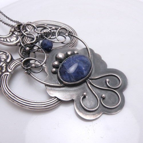 Reserved Silver blue pendant, lapis, Wirework, Metalwork