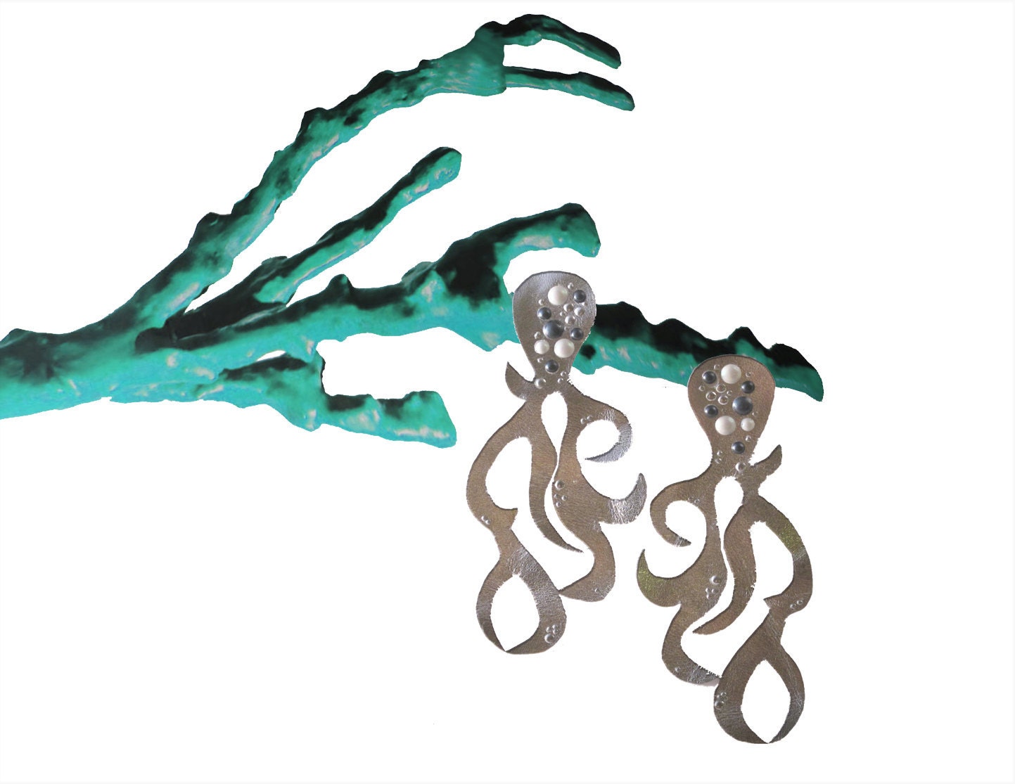 Polipi earrings, silver