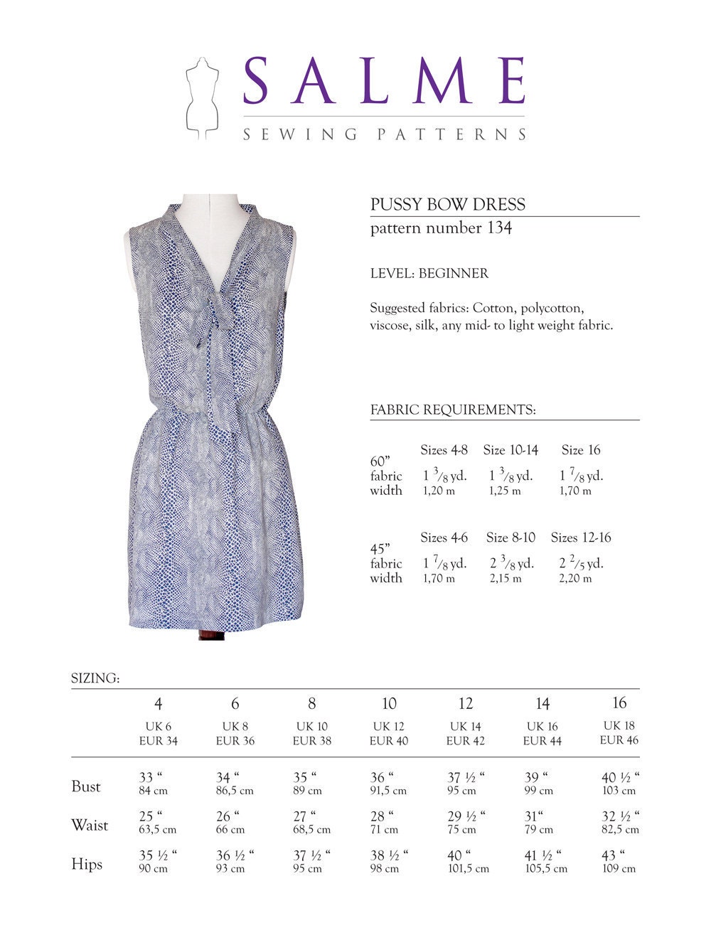 Pussy Bow Dress PDF Sewing Pattern