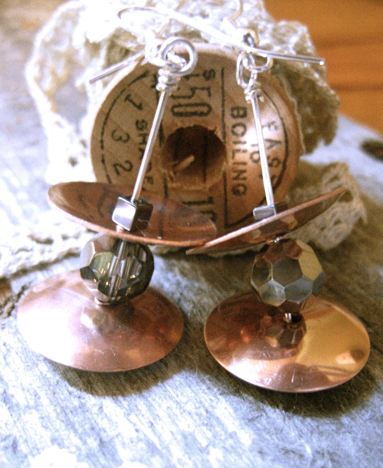 Copper Earrings- Satellite Earrings -Gifts Under 25