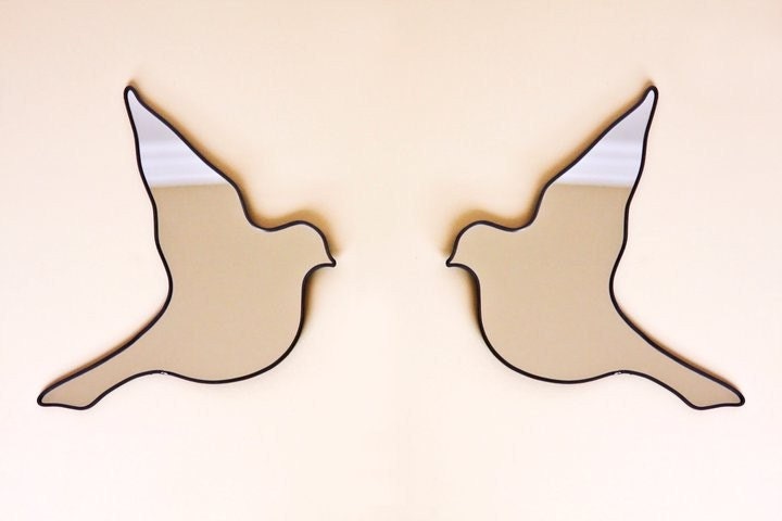 SALE / / / Bird Mirrors Flying Pair / Handmade Wall Mirror