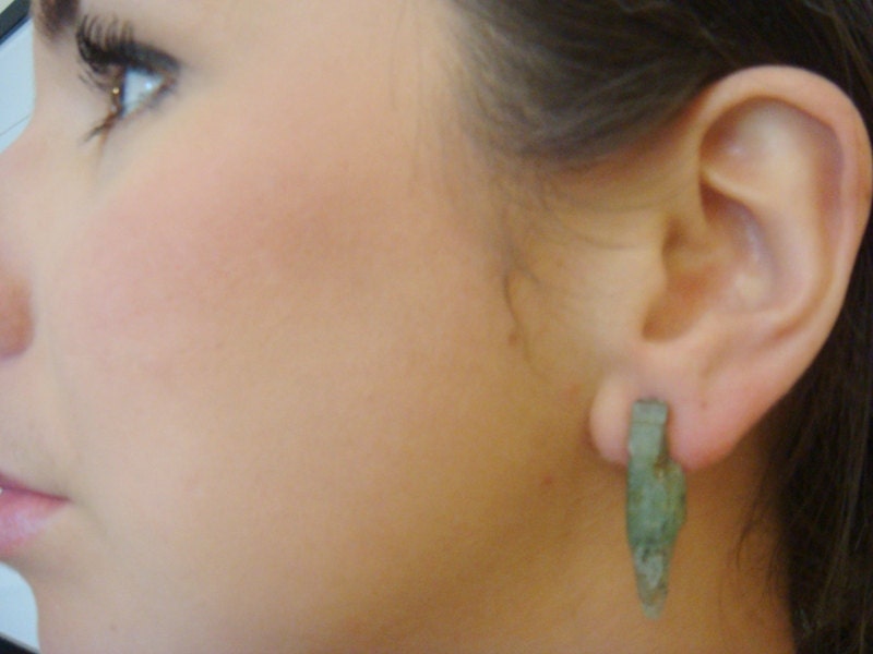 RESERVED One of a Kind Very Rare Natural Green Kyanite Earrings