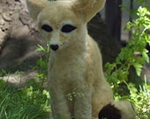 Needle Felted FENNEC FOX -- life sized -- 100% solid wool with realistic plastic eyes and whiskers