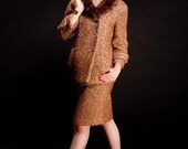 Vintage 1960s Skirt Suit Barberini Italian Beaver Fur Collar Fall Winter Fashions
