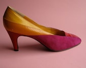Vintage 1980s Bruno Magli Shoes Color Blocked Italian Leather Summer Fashions
