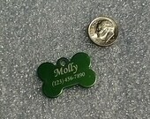 Laser Engraved Pet ID Tag - Small-Medium Bone shape -- 2-Sided (Made in the USA)