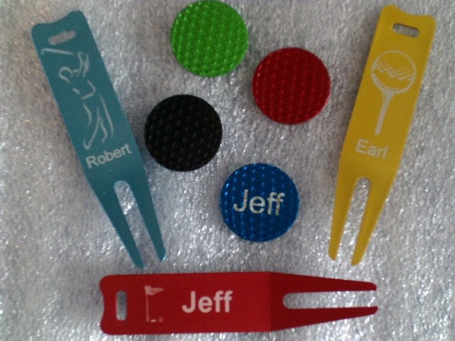 Laser Engraved --  Divot Tool / Ball Marker Set -- Personalized / Slim -- ( Made in the USA)