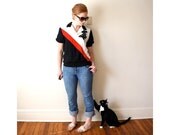Vintage Black Red and White Top Medium