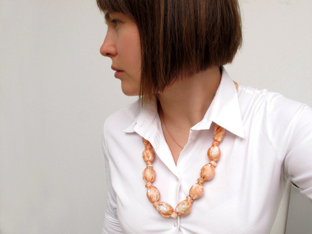 Long fabric necklace CORAL REEF