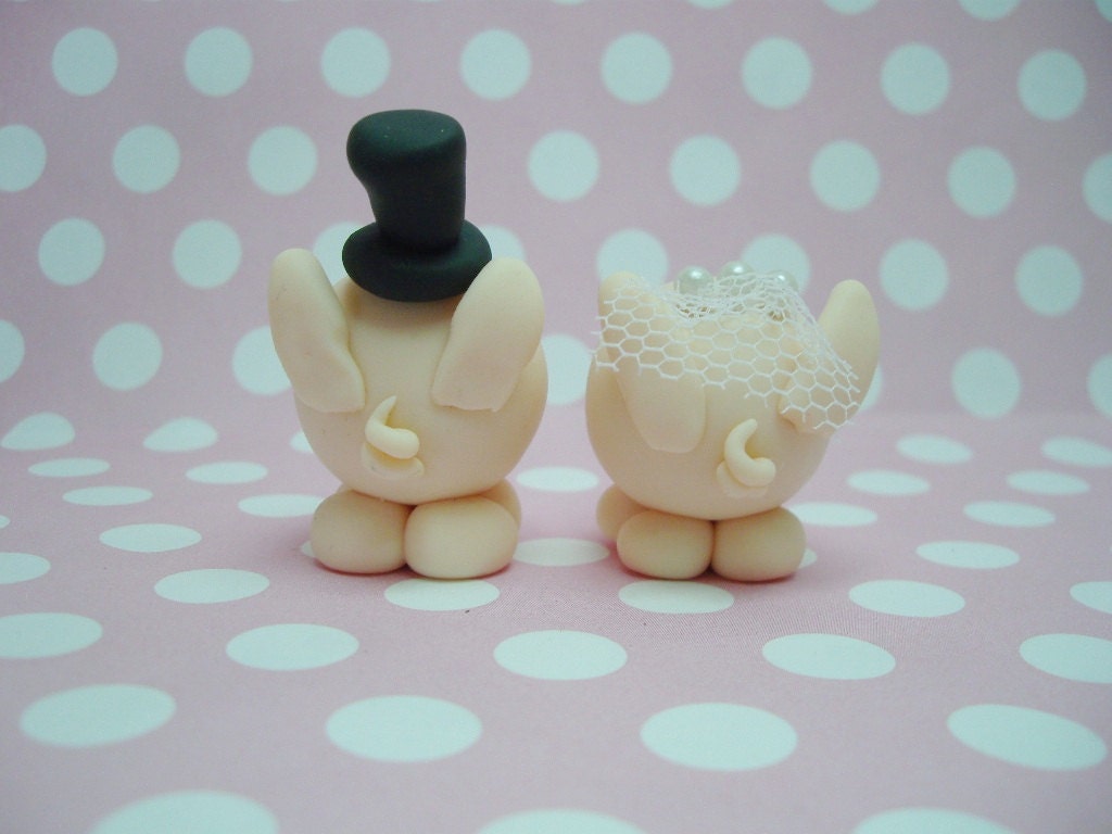Polymer Clay Little Pig Wedding Cake Topper