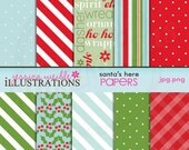 Santas Here Cute Digital Backgrounds for Card Design, Scrapbooking, and Web Design Il_170x135