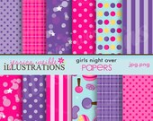 Girls Night Over Cute Digital Papers for Card Design, Scrapbooking, and Web Design Il_170x135