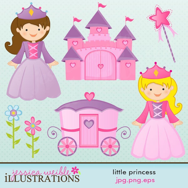 Little Princess Cute Digital Clipart for Card Design, Scrapbooking, and Web Design Il_170x135