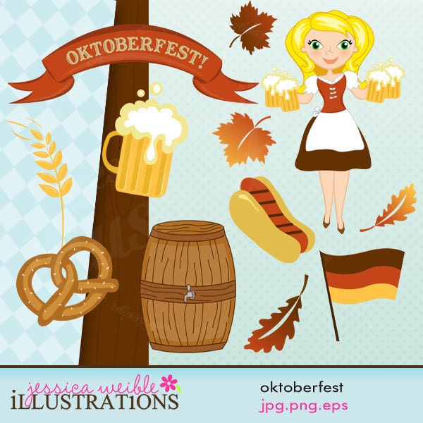 Oktoberfest Cute Digital Clipart for Card Design, Scrapbooking, and Web Design Il_570xn