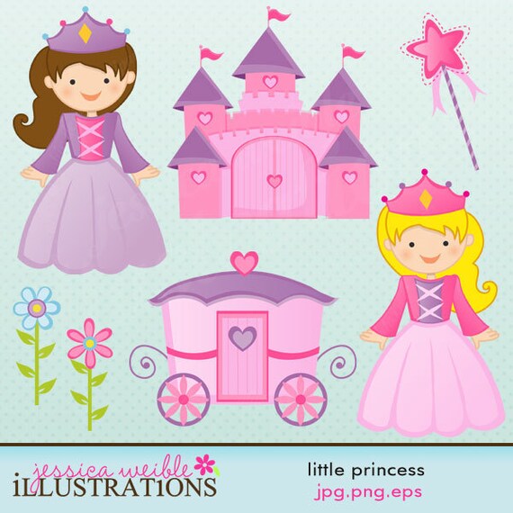 Little Princess Cute Digital Clipart for Card Design, Scrapbooking, and Web Design Il_570xn