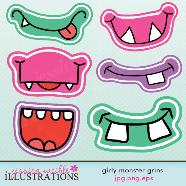 Girly Monster Grins Cute Printable Birthday Party Favors Il_570xn