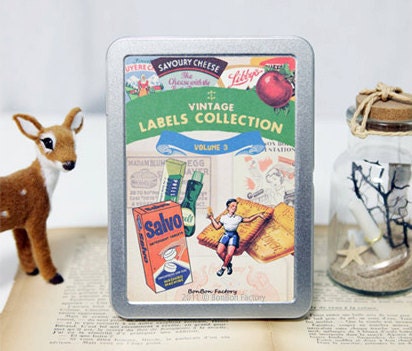 Vintage style Label Collection Tin Case set Vol. 3 (71 stickers)