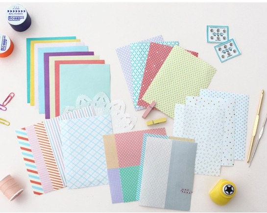 Lovely Pattern Masking Tape Sticker Set (24 sheets, pvc pocket)